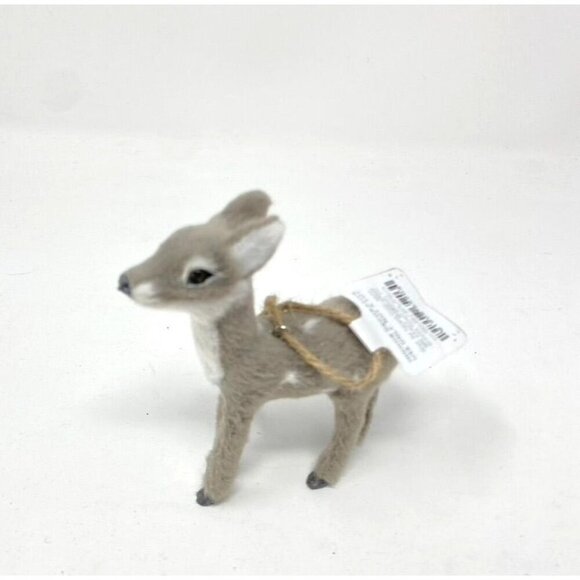 Target Faux Fur Grey Deer Christmas Tree Ornament Gray with Spots Wondershop™ - Picture 5 of 11